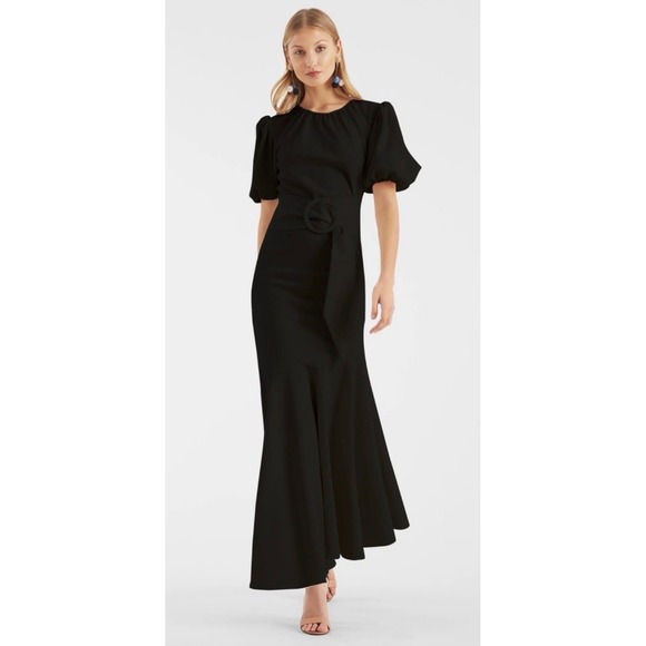 NWT Sachin + Babi Camila Crepe Ruched Mermaid Dress Black Sz 10 $650